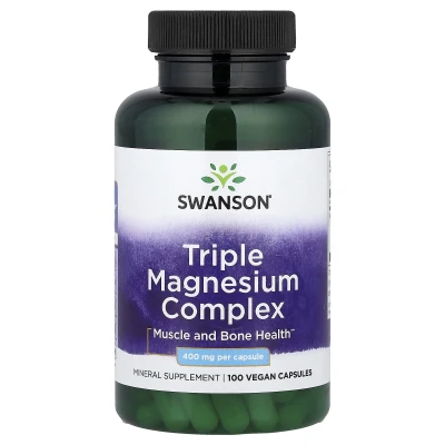 Swanson Triple Magnesium Complex Muscle And Bone Health 400mg per Serving 100 Vegan Capsules