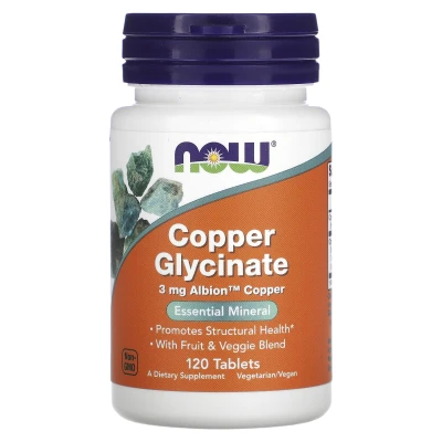 NOW Foods Copper Glycinate 3mg Essential Mineral 120 Tablets