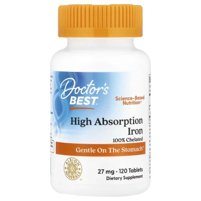 Doctor's Best High Absorption Iron 27mg 120 Tablets
