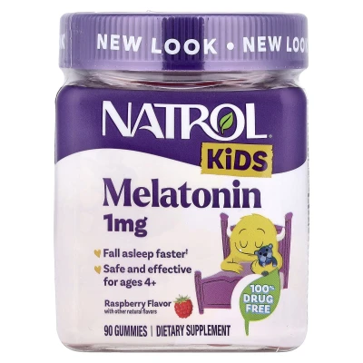 Natrol Kids Melatonin Gummies Ages 4+ Raspberry 1mg 90 Gummies