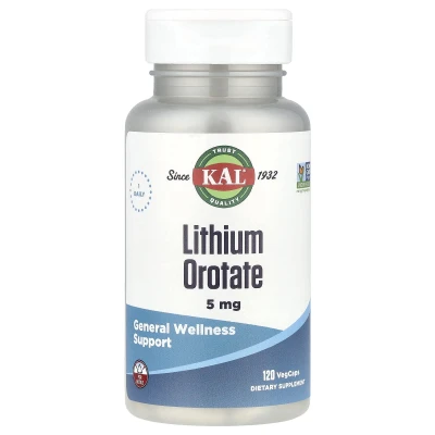 KAL Lithium Orotate 5mg General Wellness Support 120 VegCaps