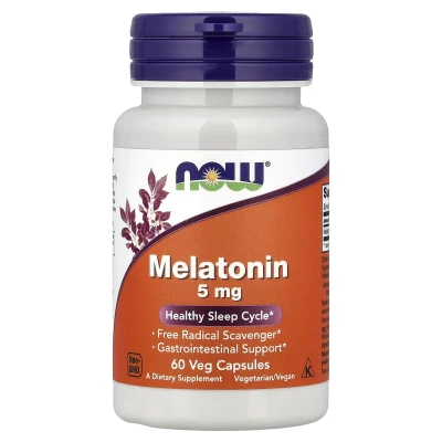 NOW Foods Melatonin 5mg Healthy Sleep Cycle 60 Veg Capsules