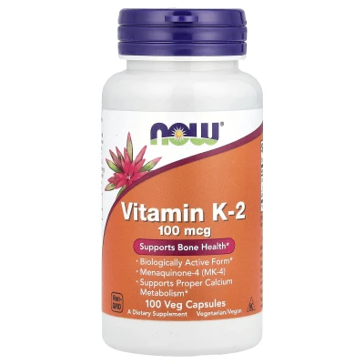 NOW Foods Vitamin K-2 100mcg Support Bone Health 100 Veg Capsules