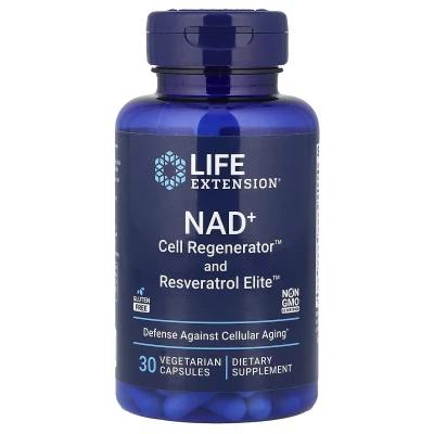 Life Extension NAD+ Cell Regenerator and Resveratrol Elite 30 Vegetarian Capsules
