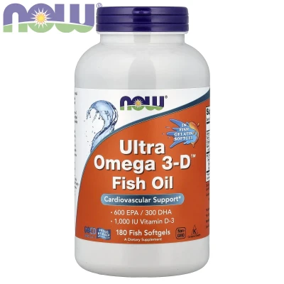 NOW Foods Ultra Omega 3-D Fish Oil Cardiovascular Support 180 Fish Capsules