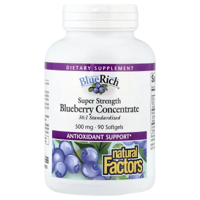Natural Factors BlueRich Super Strength Blueberry Concentrate 500mg 90 Capsules