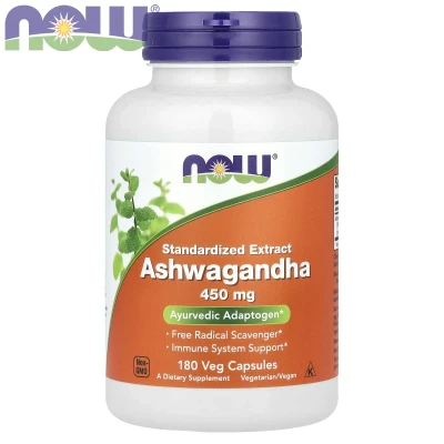 NOW Foods Standardised Extract Ashwagandha 450mg Ayuvredic Adaptogen 180 Veg Capsules