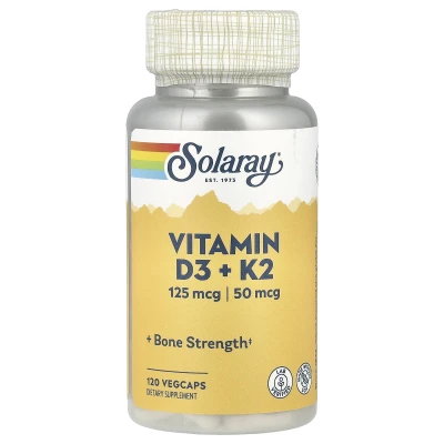 Solaray Vitamin D3 + K2 125mcg Bone Strength 120 Veg Caps