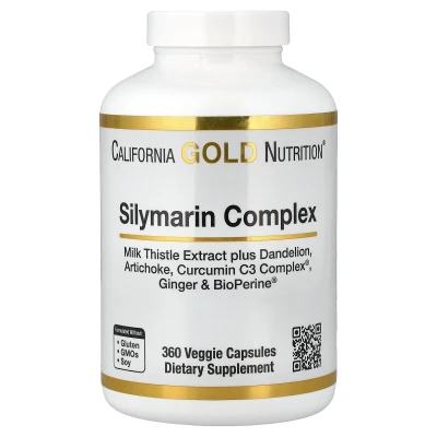 California Gold Nutrition - Silymarin Complex with Milk Thistle Extract plus Dandelion | Artichoke | Ginger and BioPerine® | 360 veggie capsules