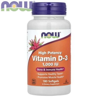NOW Foods - Vitamin D-3 | High Potency | 1000 IU | 180 Softgels