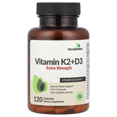 Futurebiotics Vitamin K2+D3 Extra Strength Dietary Supplement 120 Capsules