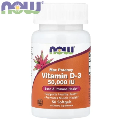 NOW Foods - Vitamin D3 | Max Potency | 50000 IU | 50 Capsules