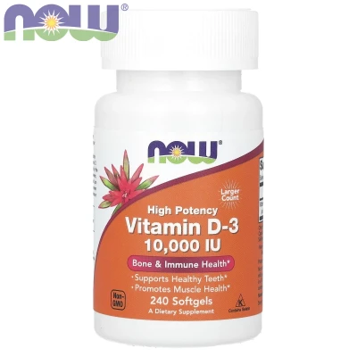 NOW Foods - Vitamin D-3 | High Potency | 10000 IU | 240 Softgels