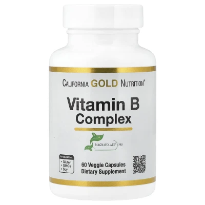 California Gold Nutrition - Vitamin B Complex with Folate | Biotin | Pantothenic Acid | and Vitamin B6 | 60 Veggie Capsules