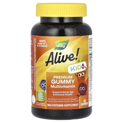 Nature's Way - Alive! Kids | Premium Gummy Multivitamin | Cherry | Grape & Orange | 90 Gummies
