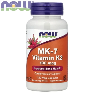 NOW Foods MK-7 Vitamin K-2 100mcg Supports Bone Health 120 Veg Capsules