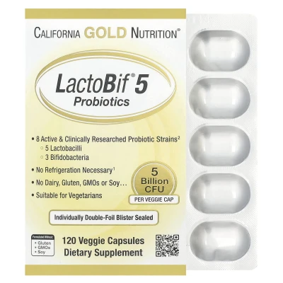 California Gold Nutrition - LactoBif® 5 Probiotics | 5 Billion CFU | 120 Veg Capsules