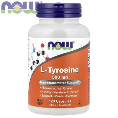 NOW Foods L-Tyrosine 500mg Neurotransmitter Support 120 Capsules