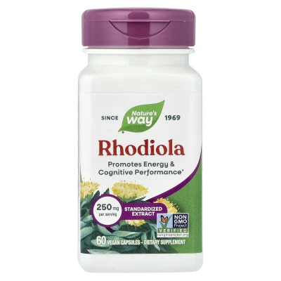 Nature's Way Rhodiola 250mg Per Serving Promotes Energy and Cognitive Performance 60 Vegan Capsules