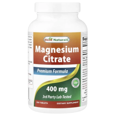 Best Naturals Magnesium Citrate Premium Formula 400mg 250 Tablets