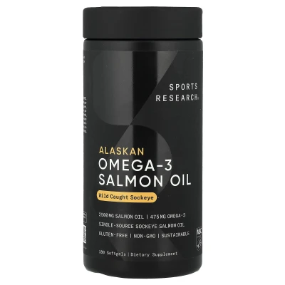 Sports Research - Alaskan Omega-3 Salmon Oil | Wild Caught Sockeye | 180 Softgels