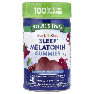 Nature's Truth - Just 4 Kidz | Sleep Melatonin Gummies | Delicious Cherrylicious | 40 Gummies (1 g per Gummy)