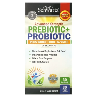 BioSchwartz Advanced Strength Prebiotic+Probiotic 20 Billion CFU 30 Veg Capsules