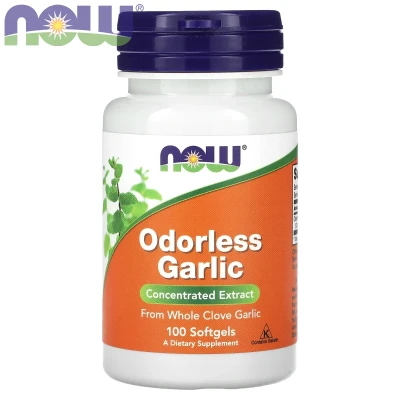 NOW Foods - Odourless Garlic | Concentrated Extract | 100 Softgels (25 mg per Softgel)