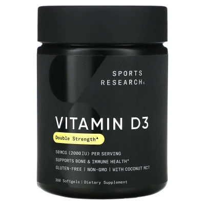 Sports Research - Vitamin D3 | 50 mcg (2000 IU) | 360 Softgels