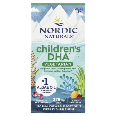 Nordic Naturals - Children's DHA™ Vegetarian | Ages 3+ | Berry Lemonade | 120 Mini Chewable Soft Gels