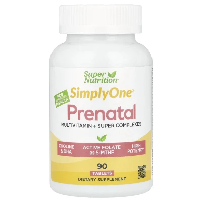 Super Nutrition - Simply One® | Prenatal Multivitamin with Super Greens | Spices | Vitamin A | and Folate | 90 Tablets