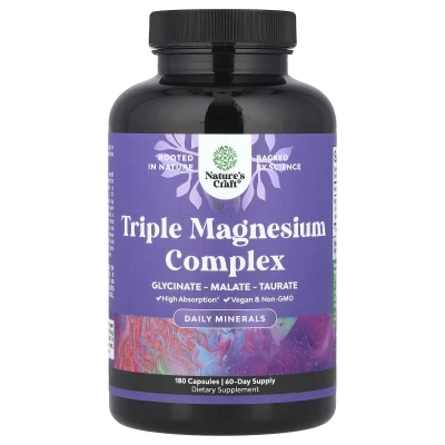 Nature's Craft - Triple Magnesium Complex | 180 Capsules (133 mg per Capsule)