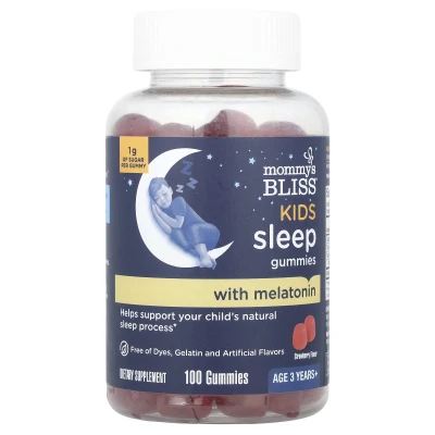 Mommy's Bliss - Kids' Sleep Gummies with Melatonin | Ages 3 Years+ | Strawberry | 1 mg | 100 Gummies