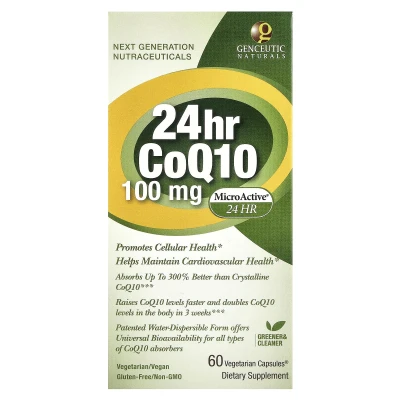 Genceutic Naturals - 24hr CoQ10 | 100 mg | 60 Vegetarian Capsules