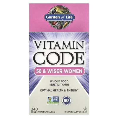 Garden of Life - Vitamin Code® | Whole Food Multivitamin for Women | 50+ | 240 Vegetarian Capsules