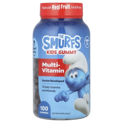 The Smurfs - Kids' Gummy | Multi-Vitamin | Ages 3+ | Smurf Berry | 100 Gummies