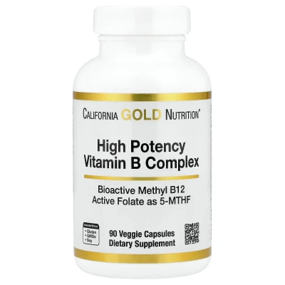 California Gold Nutrition - High Potency Vitamin B Complex with Thiamin HCl | Niacin | Pantothenic Acid and Inositol | 90 Veggie Capsules