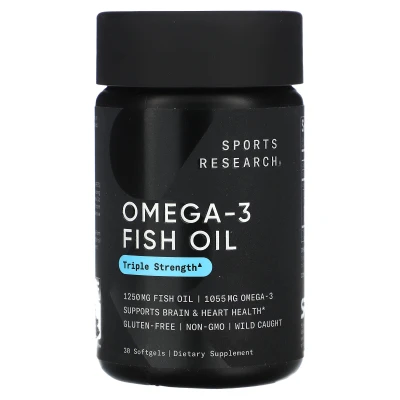 Sports Research - Omega-3 Fish Oil | Triple Strength | 30 Softgels