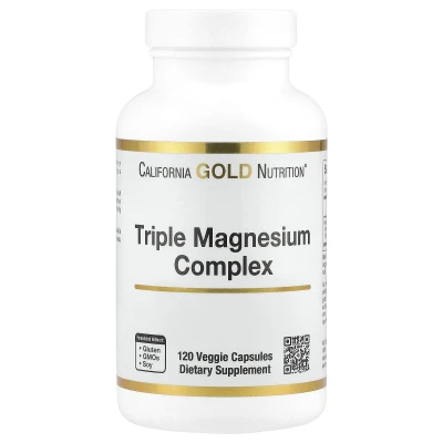 California Gold Nutrition - Triple Magnesium Complex | Malate | Citrate & Bisglycinate Chelate | 120 Veggie Capsules (105 mg per Capsule)