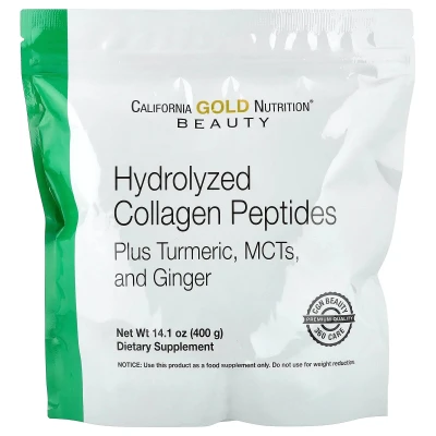 California Gold Nutrition Hydrolysed Collagen Peptides with Turmeric MCT and Ginger 14.1 oz (400 g)