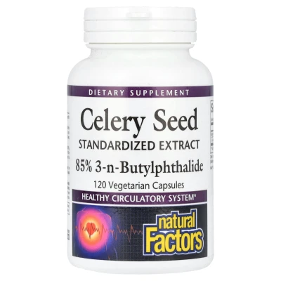 Natural Factors - Celery Seed | Standardised Extract | 120 Vegetarian Capsules