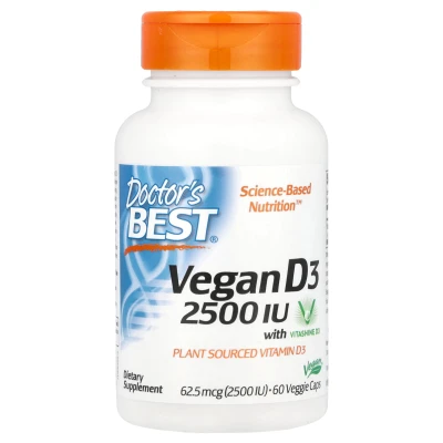 Doctor's Best - Vegan D3 with Vitashine D3 | 62.5 mcg (2 | 500 IU) | 60 Veggie Caps