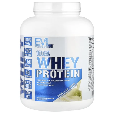 EVLution Nutrition - 100% Whey Protein | Vanilla Ice Cream | 5 lb (2.268 kg)