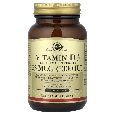 Solgar - Vitamin D3 | 25 mcg (1000 IU) | 100 Softgels