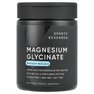Sports Research - Magnesium Glycinate | 60 Softgels (80 mg per Softgel)