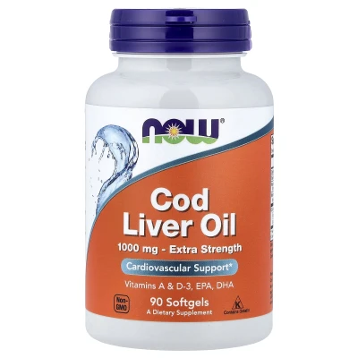 NOW Foods Cod Liver Oil Dietary Supplement 90 Capsules (1000 mg per Capsule)
