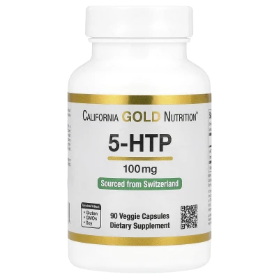 California Gold Nutrition - 5-HTP | Mood Support | Griffonia Simplicifolia Extract from Switzerland | 100 mg | 90 Veggie Capsules