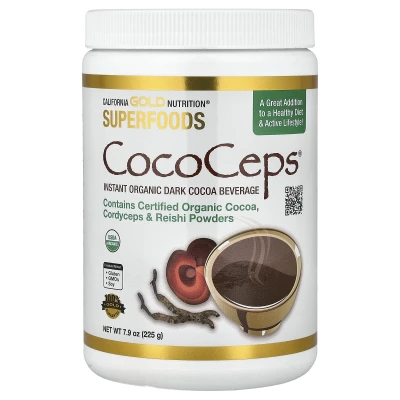 California Gold Nutrition - Superfoods | CocoCeps | Organic Cocoa | Cordyceps & Reishi | 7.93 oz (225 g)