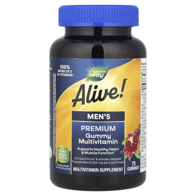 Nature's Way - Alive!® Men's Premium Gummy Multivitamin | Orange | Grape & Cherry | 75 Gummies