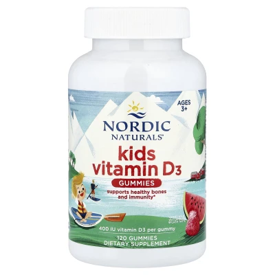 Nordic Naturals - Kids' Vitamin D3 Gummies | Ages 3+ | Wild Watermelon Splash | 400 IU | 120 Gummies